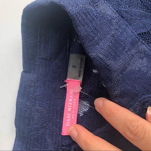 Isaac Mizrahi New York Navy Lace Button-Down Top US 2 - Picture 5 of 5